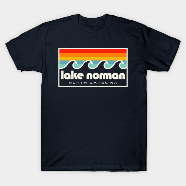 Lake Norman North Carolina Retro Sunset Waves T-Shirt by PodDesignShop